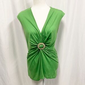 Notice Bright Green V-neck Sleeveless Blouse